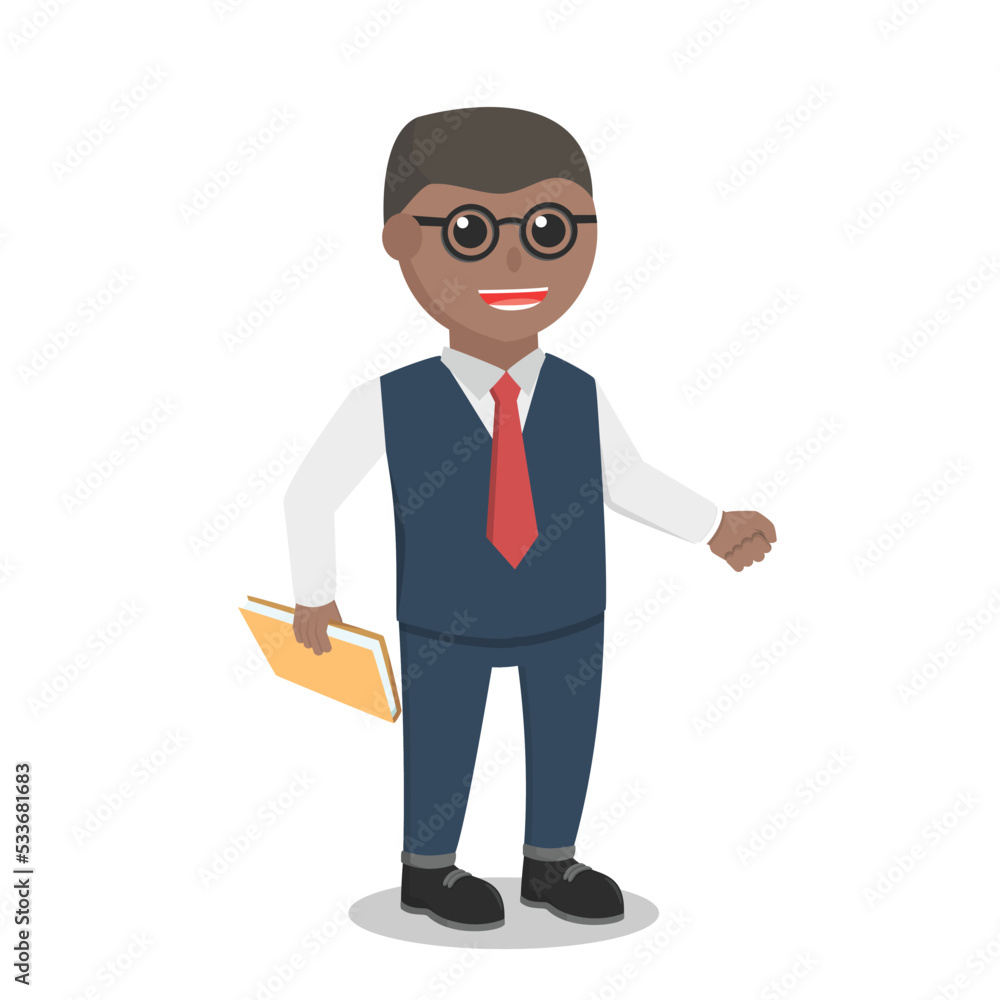 nerd african office hold book design character on white background nerd african office hold book design character on white background