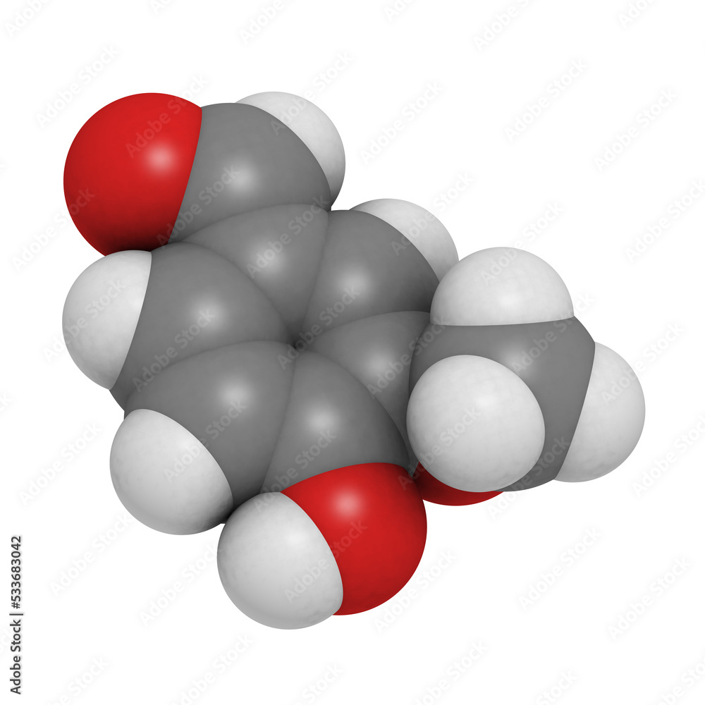 Vanillin (vanilla flavor) molecule, chemical structure Vanillin (vanilla flavor) molecule, chemical structure