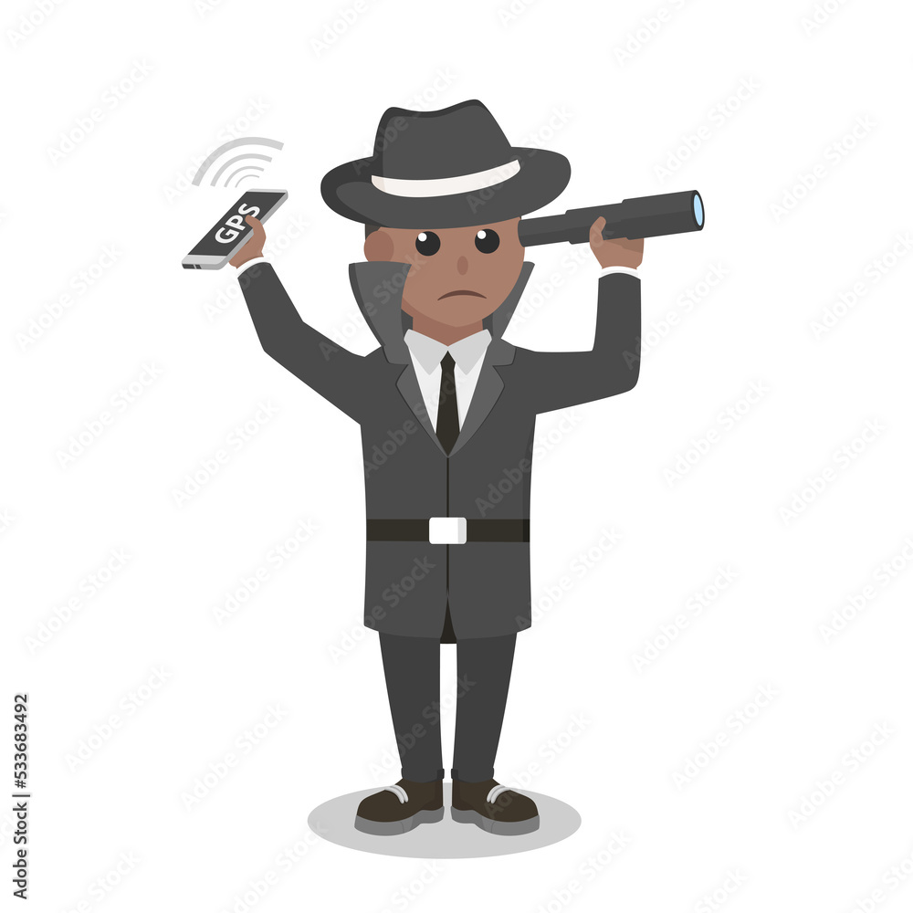 Spy african Observation design character on white background