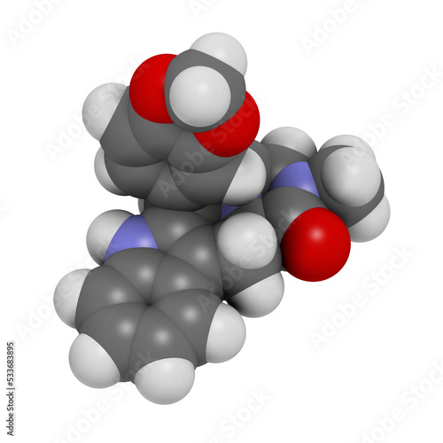 Tadalafil erectile dysfunction drug, chemical structure. photo