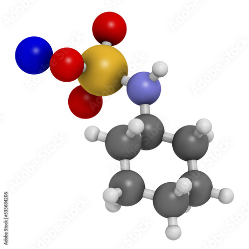 Sodium cyclamate artificial sweetener molecule. 3D rendering. photo