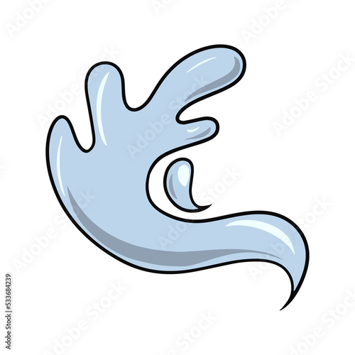 Cartoon-style water splashes, wave, vector illustration of water and drops