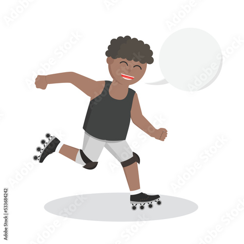 african man Roller Skater With Callout design character on white background