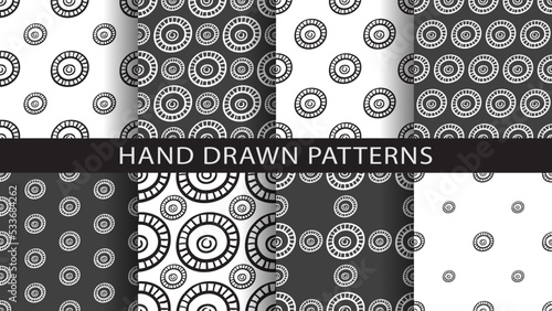 A set of abstract patterns.Hand drawn vector illustration.