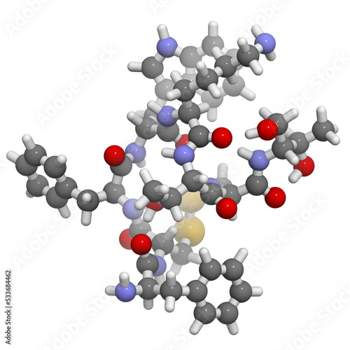 Octreotide molecule, chemical structure.