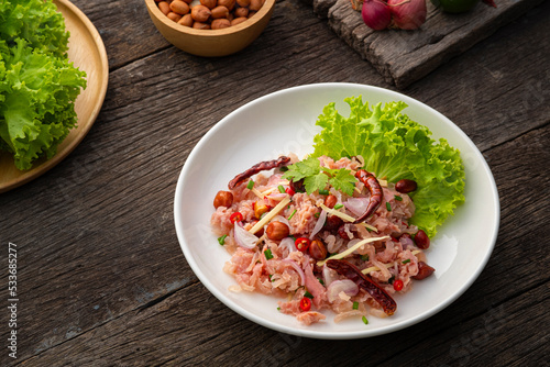 Thai Spicy Sour Fermented Pork Salad (Yam Naem).easiest dishes ,healthy and low carb meal