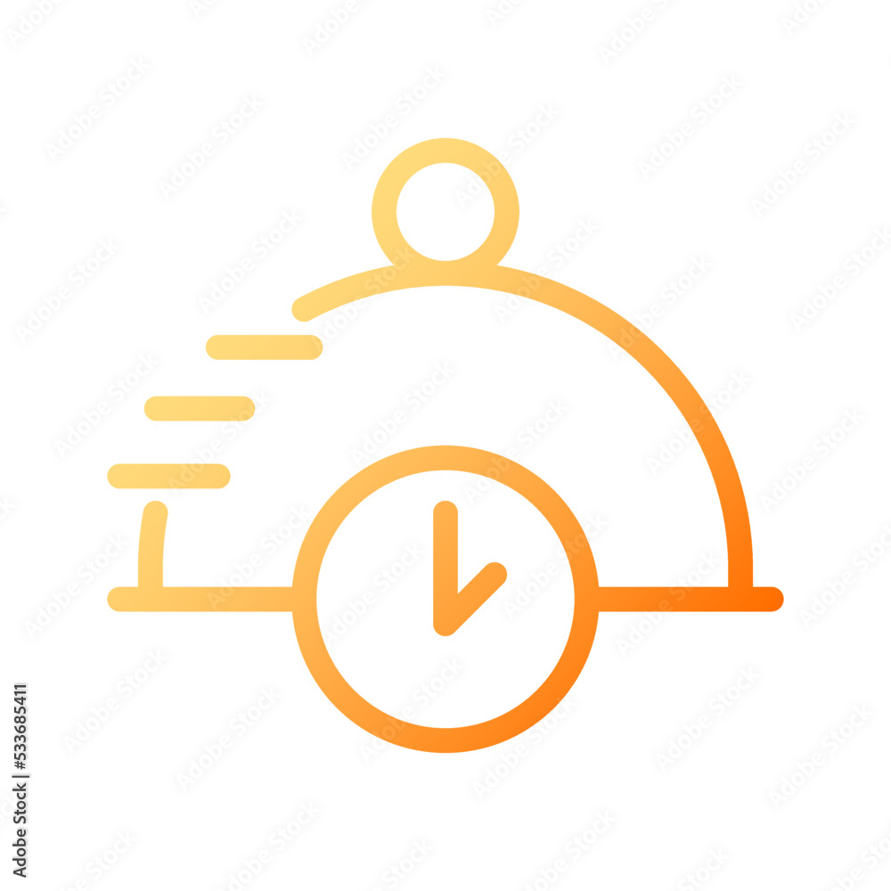Quick order delivery pixel perfect gradient linear vector icon. Restaurant dish. Waiting time. Catering service. Thin line color symbol. Modern style pictogram. Vector isolated outline drawing Quick order delivery pixel perfect gradient linear vector icon. Restaurant dish. Waiting time. Catering service. Thin line color symbol. Modern style pictogram. Vector isolated outline drawing