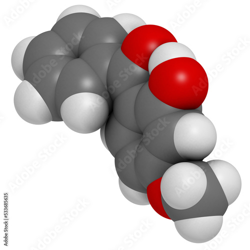 Oxybenzone sunscreen molecule. photo