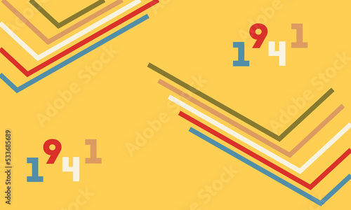 Abstract colorful 40s background vector. Vintage retro style wallpaper with lines, rainbow stripes, geometric shapes. 1940s color illustration design suitable for poster, banner, decorative, wall art
