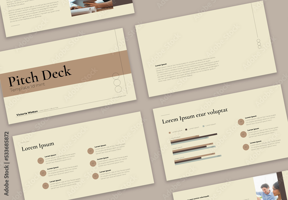 Pitch Deck with Beige Accents Stock Template | Adobe Stock