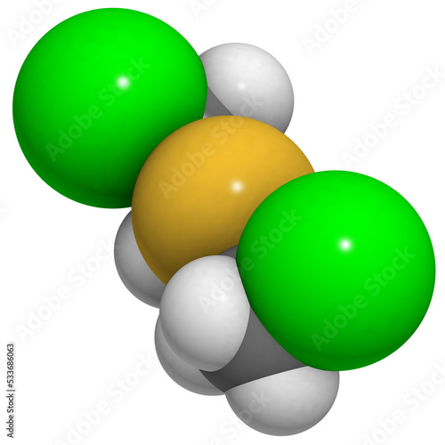 mustard gas (Yperite, bis(2-chloroethyl) sulfide) structure photo