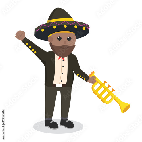 marachi african with trumpet design character on white background photo