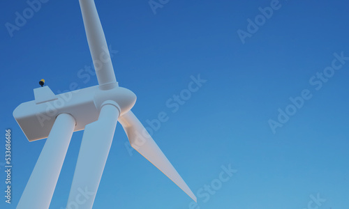 wind power turbine in open landscape - 3D Illustration