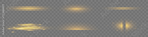 Collection of abstract lens flares. Glowing stars. Lights and sparks on a transparent background. Shiny borders. Vector illustration.