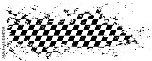 Race flag in dirty grunge style with splashes photo