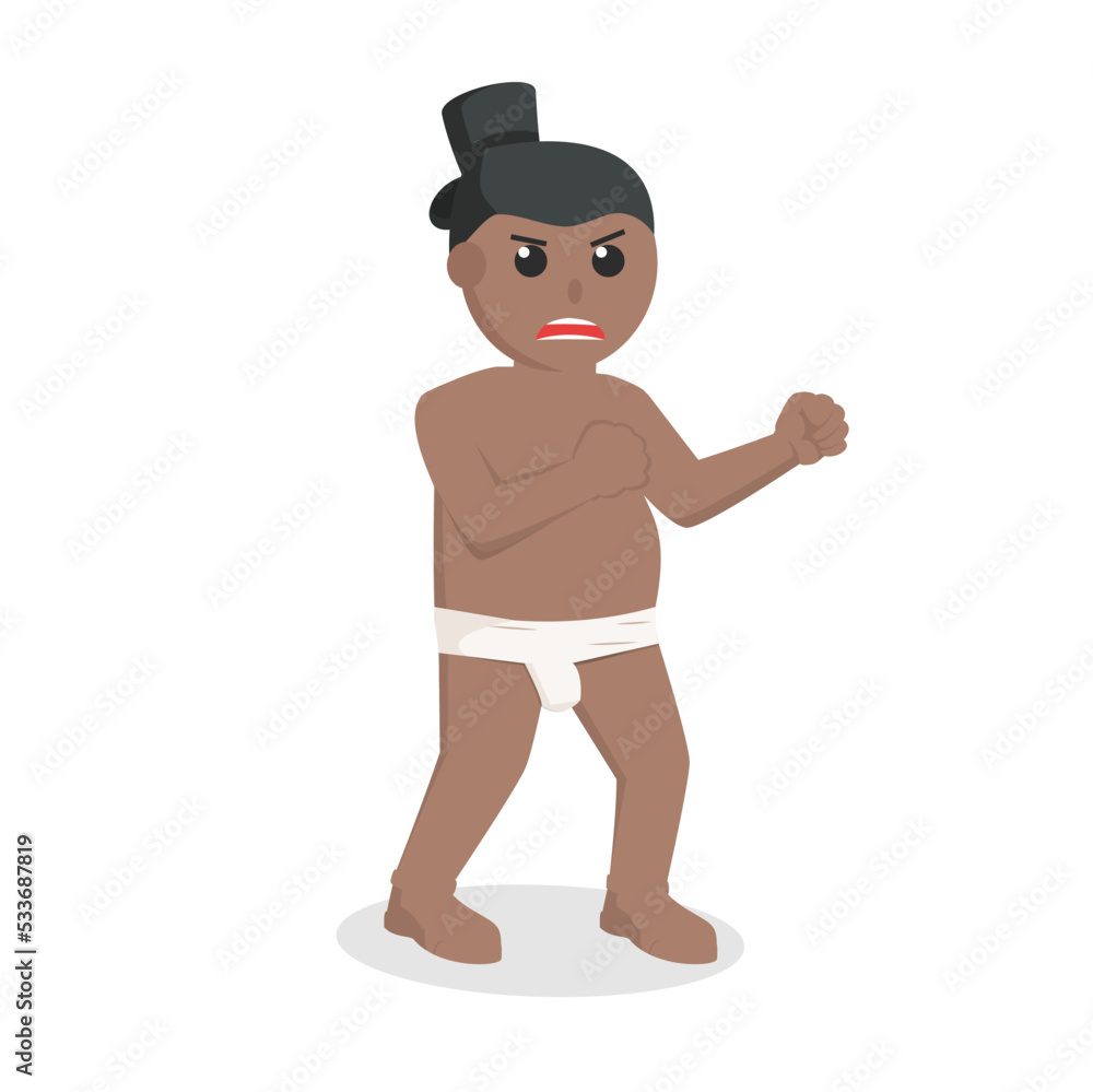 sumo african ready to fight design character on white background