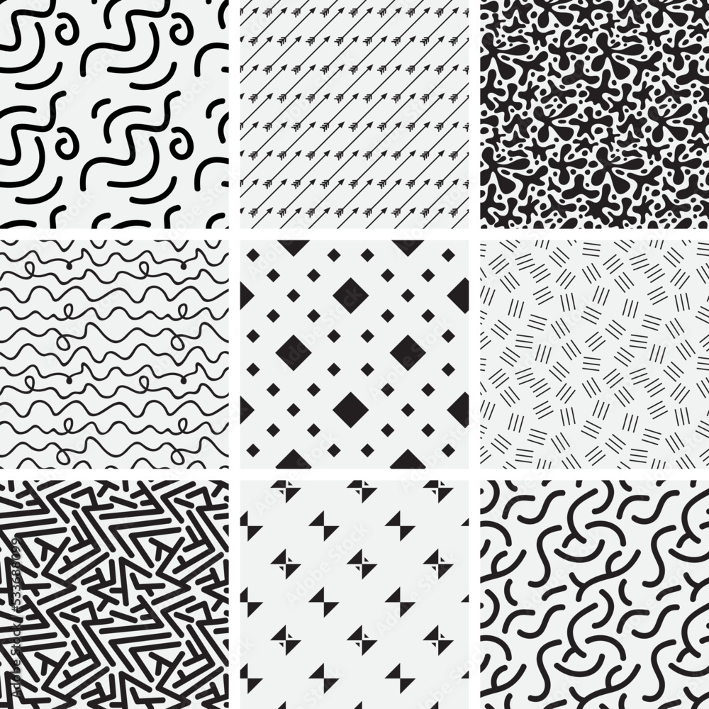 Set of geometric seamless patterns. Set of geometric seamless patterns.