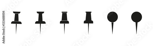 Push pin icon. Icons  black on a white background.  Vector Illustration Eps10