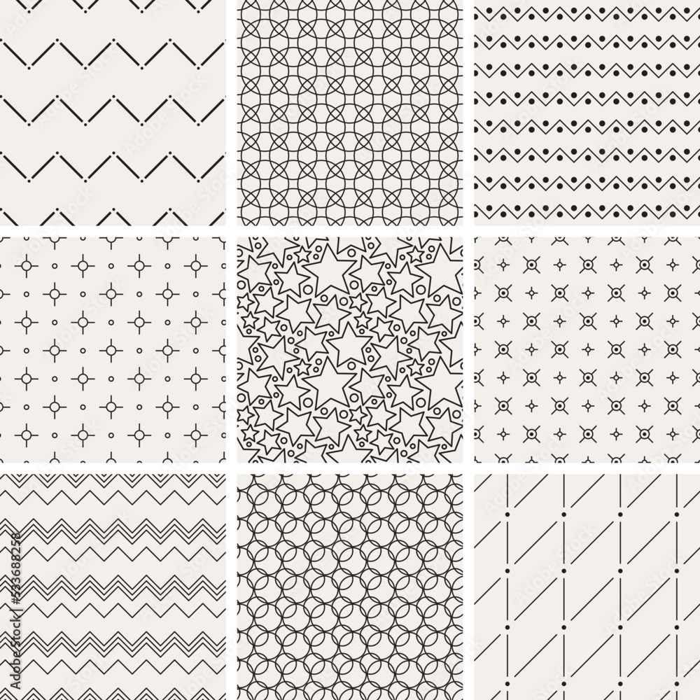 set of black and white geometric backgrounds
