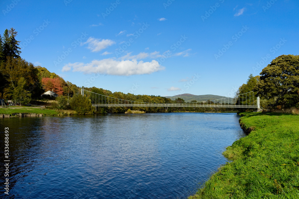 Victoria iron bridge crossing the River Spey at Aberlour in Morayshire Scotland Victoria iron bridge crossing the River Spey at Aberlour in Morayshire Scotland