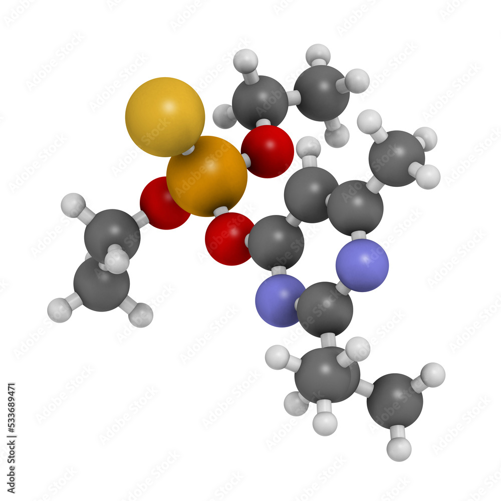 Diazinon organophosphate insecticide molecule. Diazinon organophosphate insecticide molecule.