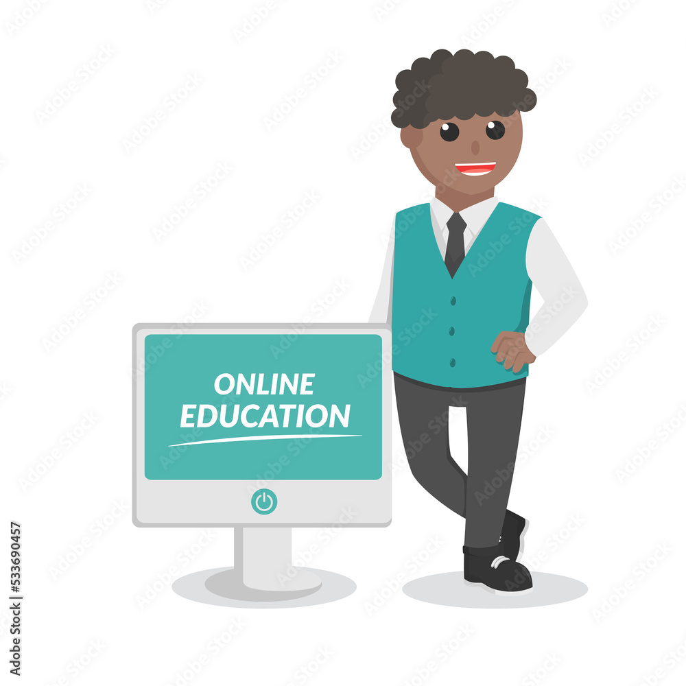 male teacher african online education design character on white background male teacher african online education design character on white background