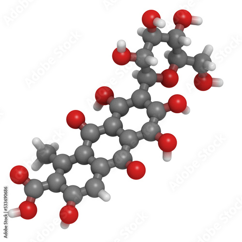 Carminic acid pigment molecule, chemical structure photo