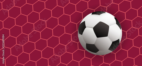 Qatar, ball in goal. Soccer, football cup 2022 game. Vector background banner. wk, ek play model. Sport finale or school, sports game cup. Street ball games © MarkRademaker