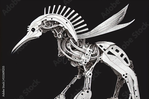 Skeleton drawing of a bird