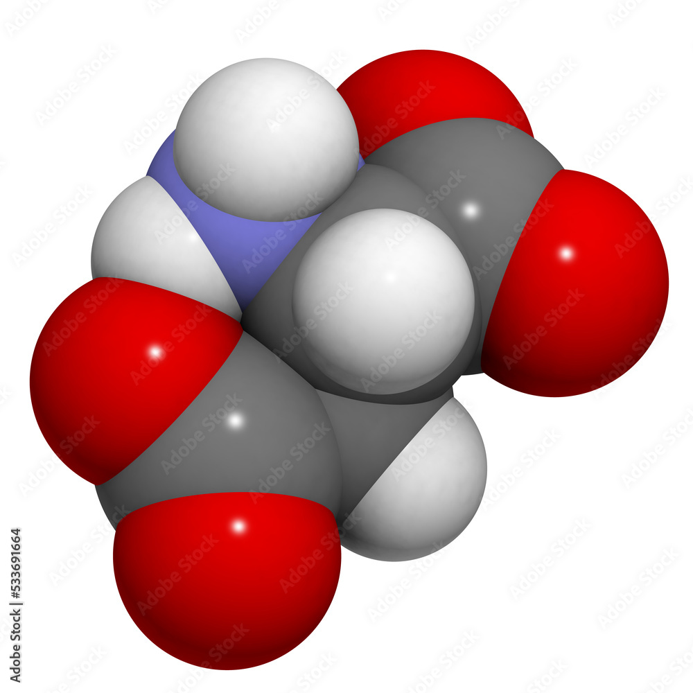 Aspartic acid (Asp, D, aspartate)amino acid, molecular model. Aspartic acid (Asp, D, aspartate)amino acid, molecular model.