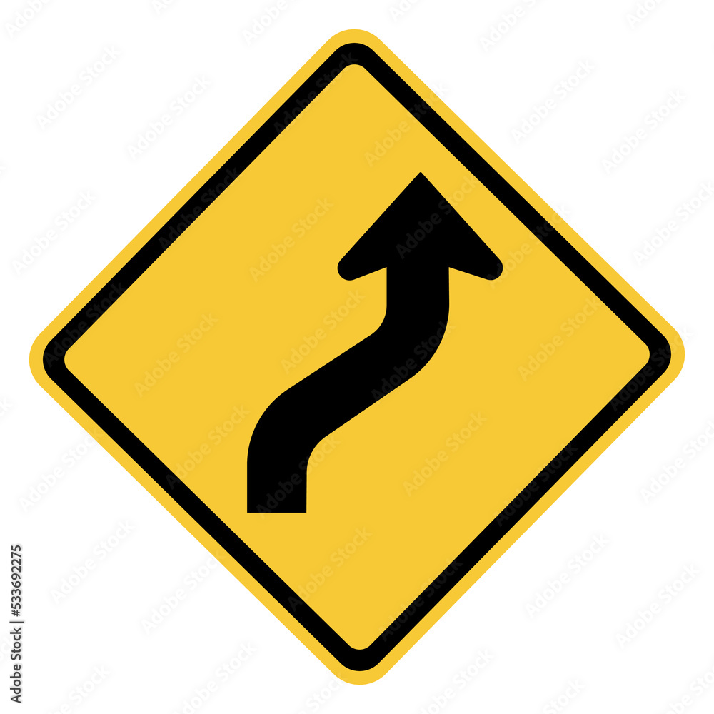 The curve starts right Curve warning sign, starting right