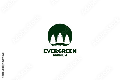 Flat three trees nature logo design vector illustration idea
