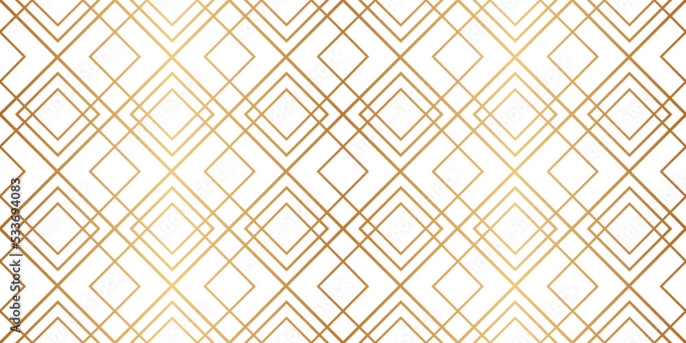 Fototapeta Diamond seamless pattern. Repeated gold fancy background. Modern art deco texture. Repeating gatsby patern for design prints. Repeat geometric wallpaper. Abstract geo lattice. Vector illustration
