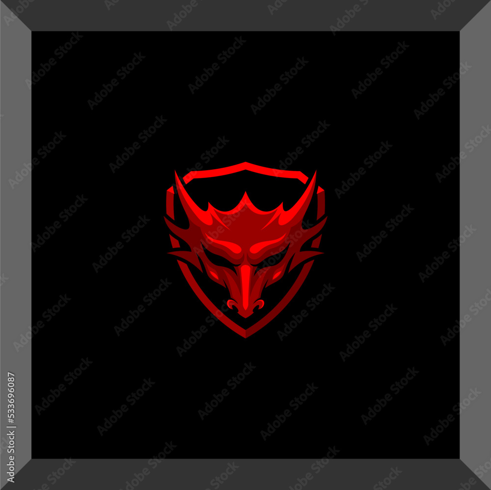 dragon head logo and shield for symbol or icon dragon head logo and shield for symbol or icon