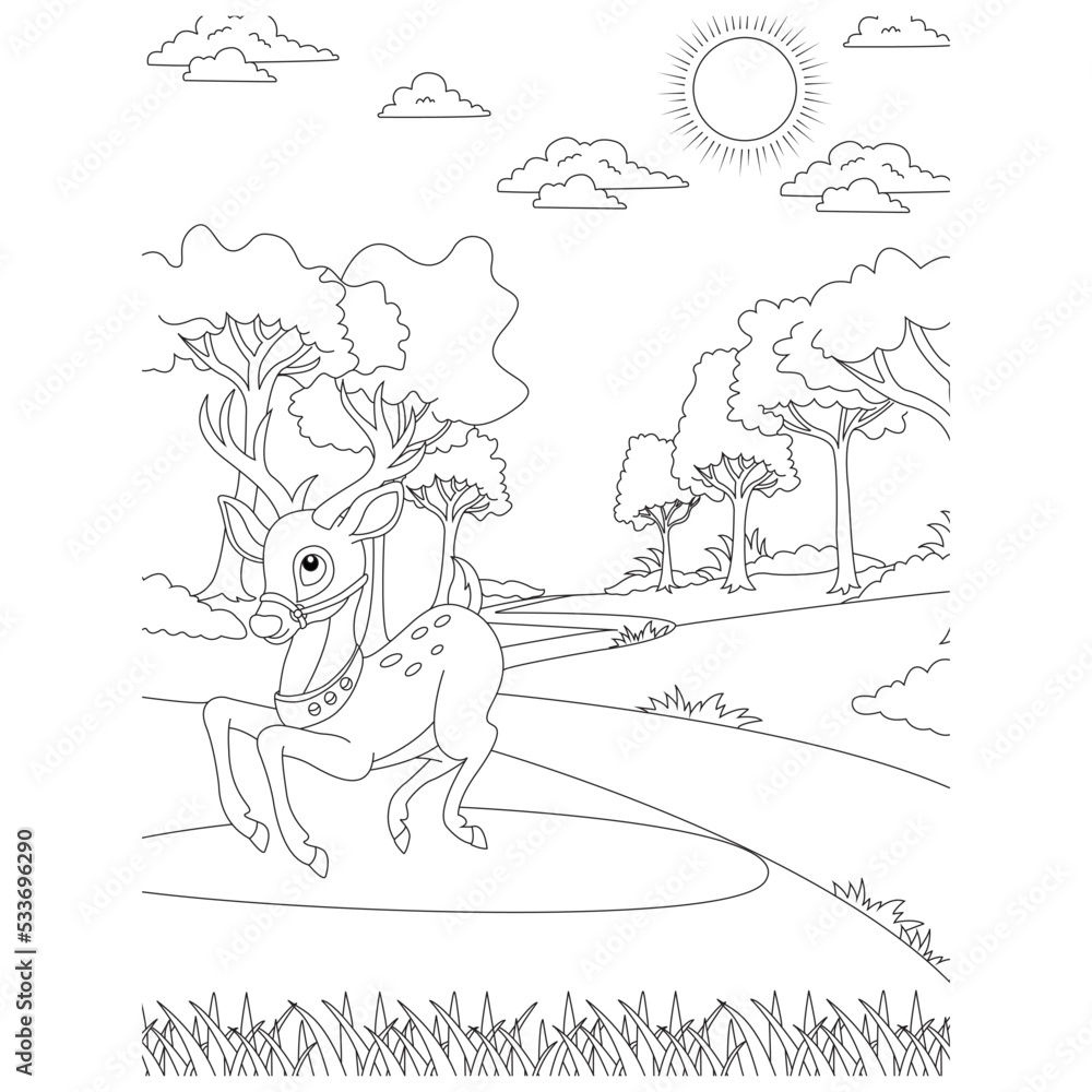 Fototapeta premium funny animal coloring page for kids