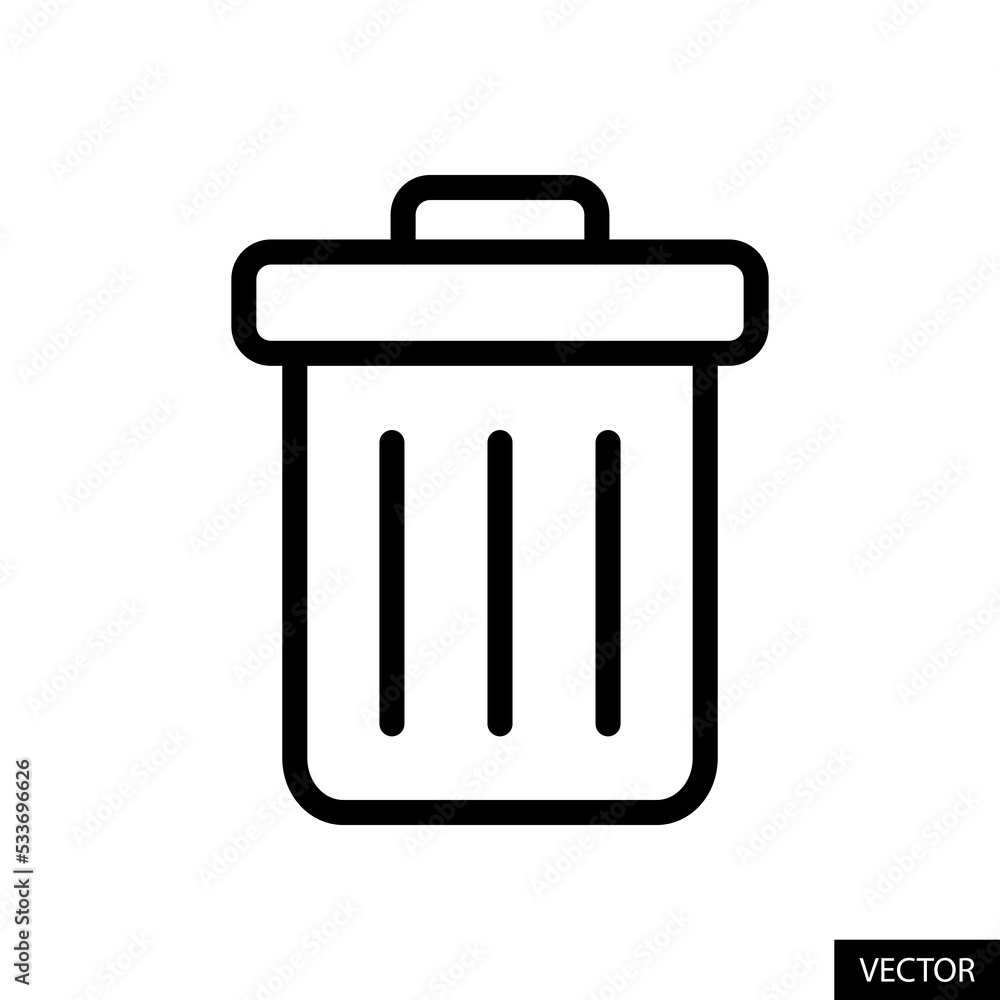 Trash Can Vector icon in line style design for website design, app, UI, isolated on white background. Editable stroke. Vector illustration. Trash Can Vector icon in line style design for website design, app, UI, isolated on white background. Editable stroke. Vector illustration.