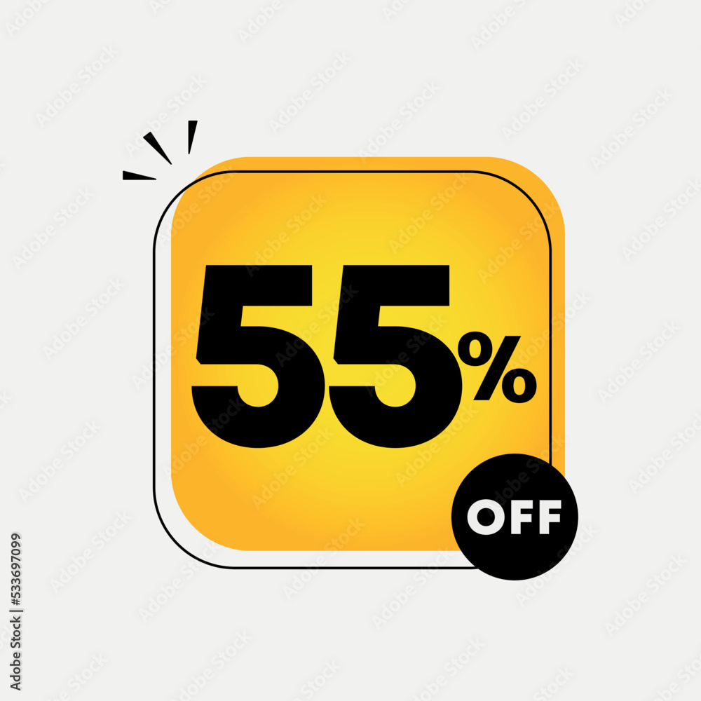 55% off for banners, discount label design template. Vector illustration for sales with special offers for retail 55% off for banners, discount label design template. Vector illustration for sales with special offers for retail