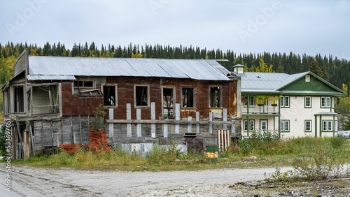 Dawson city in Yukon, Canada, colorful houses photo