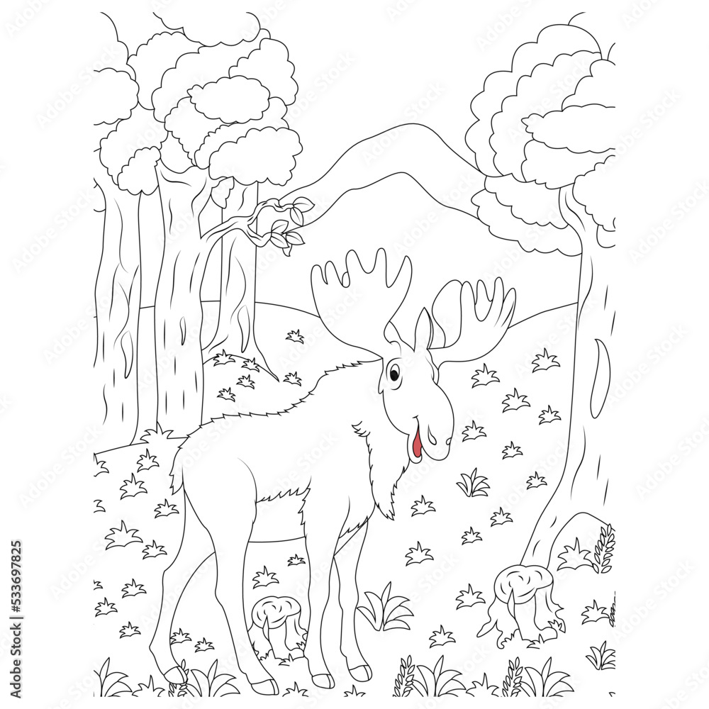 funny animal coloring page for kids Stock Vector | Adobe Stock