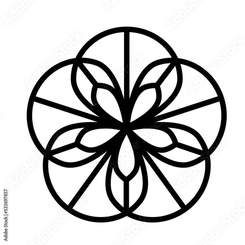 Flower ornament  symbol in black color. PNG with transparent background.