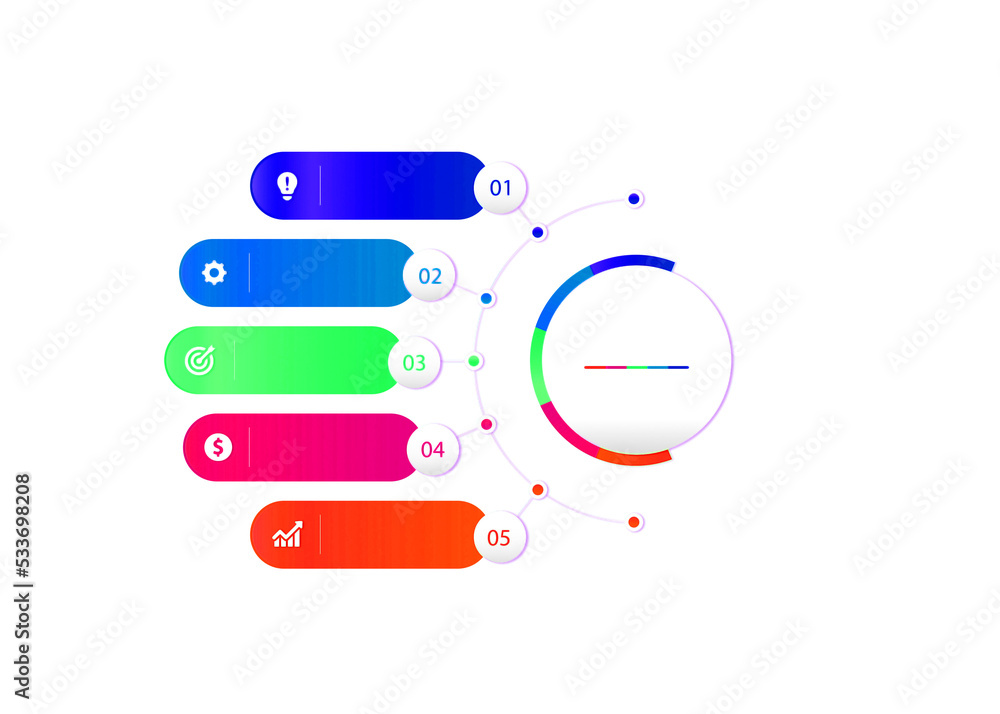 Five steps colorful object for infographics element.