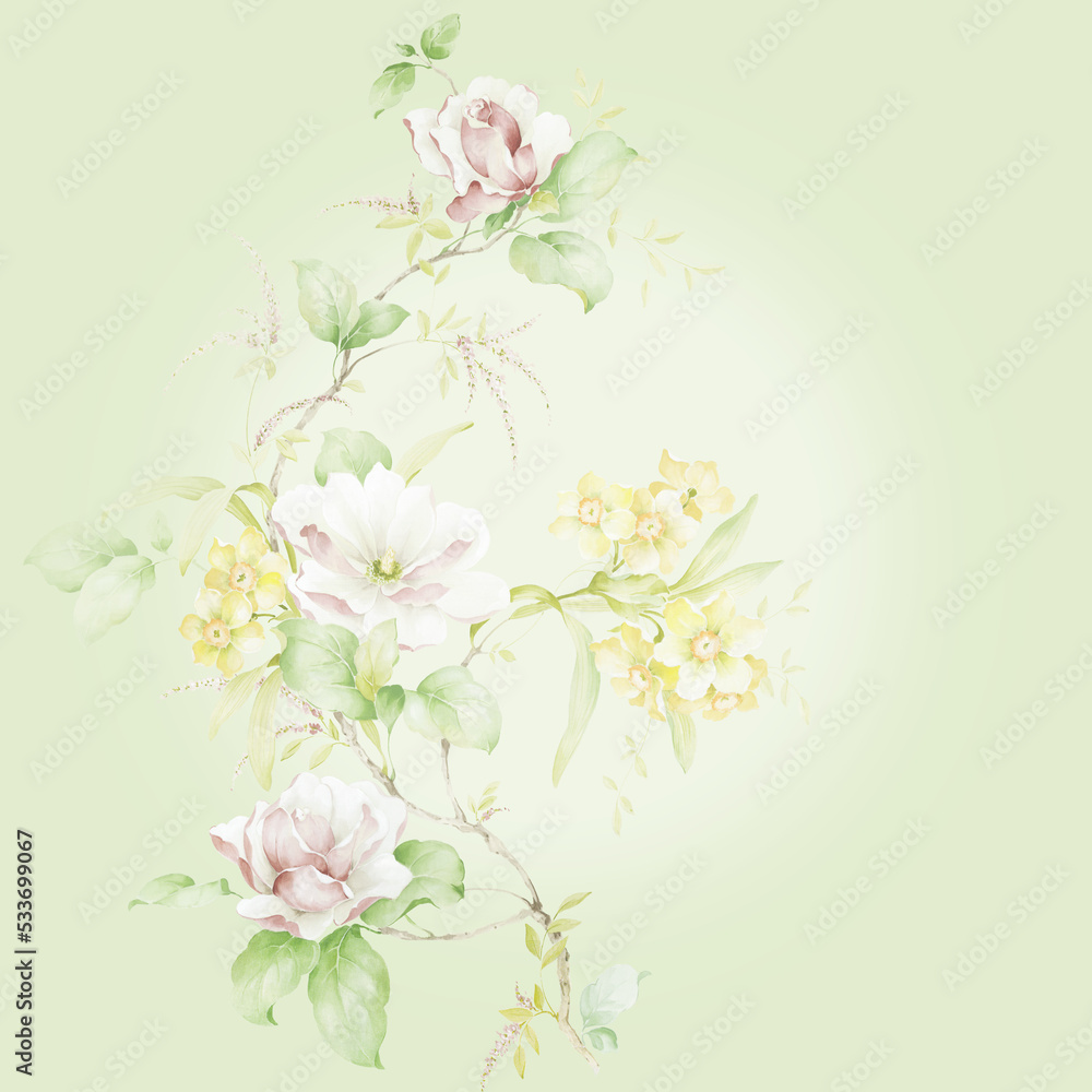 Greeting card with Magnolia flowers, can be used as invitation card for wedding, birthday and other holiday and summer background