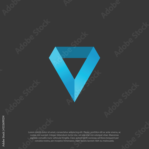 modern letter v and triangle shape, modern gradient concept logo vector