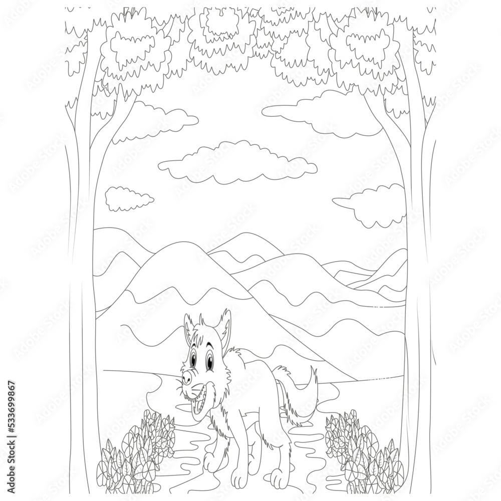 Naklejka premium funny animal coloring page for kids