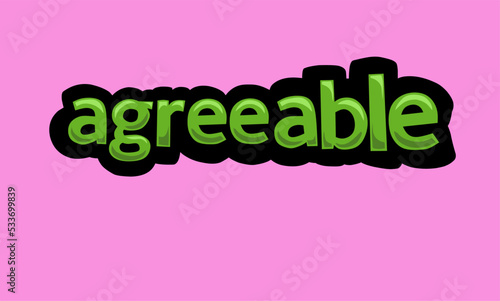 AGREEABLE writing vector design on a pink background