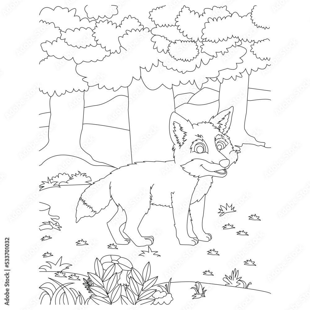 funny animal coloring page for kids Stock Vector | Adobe Stock