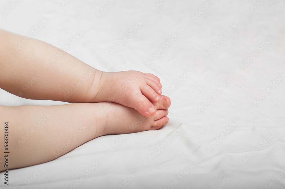 Baby sleeps on bed. Infant, toddler restful sleep, teething, colic.. Baby sleeps on bed. Infant, toddler restful sleep, teething, colic..