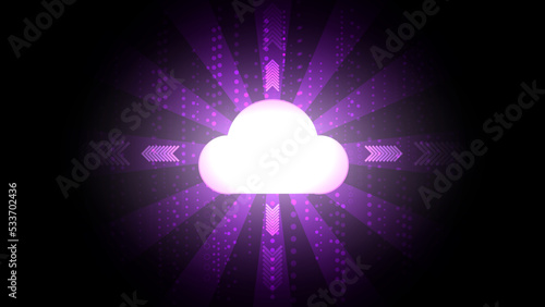 abstract technology cloud data storage, digital communication, technology data, online network purple background illustration, perfect for backdrop, wallpaper, background, banner