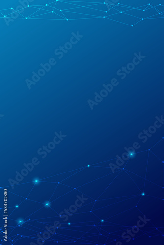 Blue Vertical template of poster with network connection style.