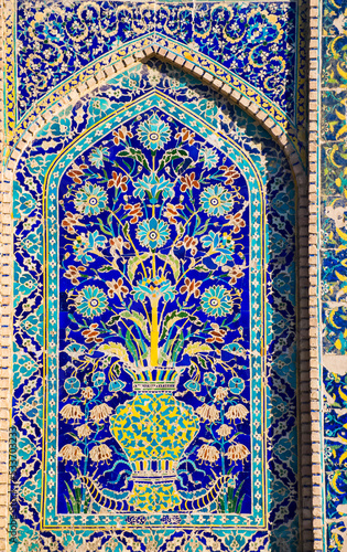 detail of the mosaic art in the Bukhara, Uzbekistan